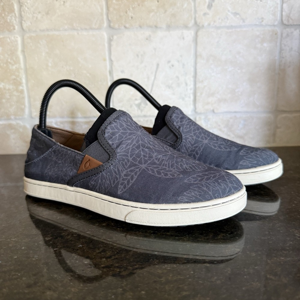 OluKai Women's Pehuea Leather Sneaker US 7 EUR 37 Slip On Blue